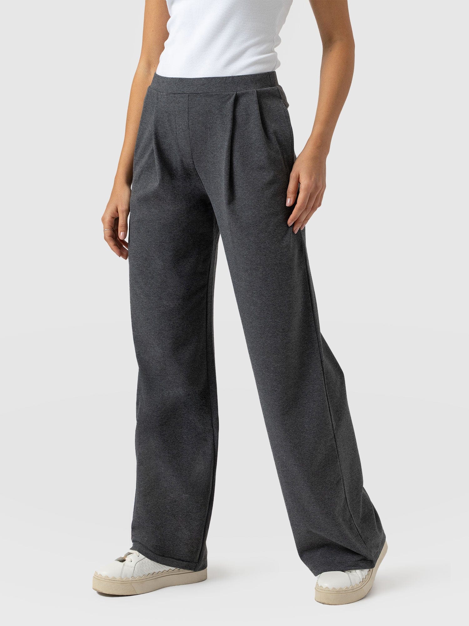 Camden Wide Leg Pant Charcoal - Women's Trousers | Saint + Sofia® EU